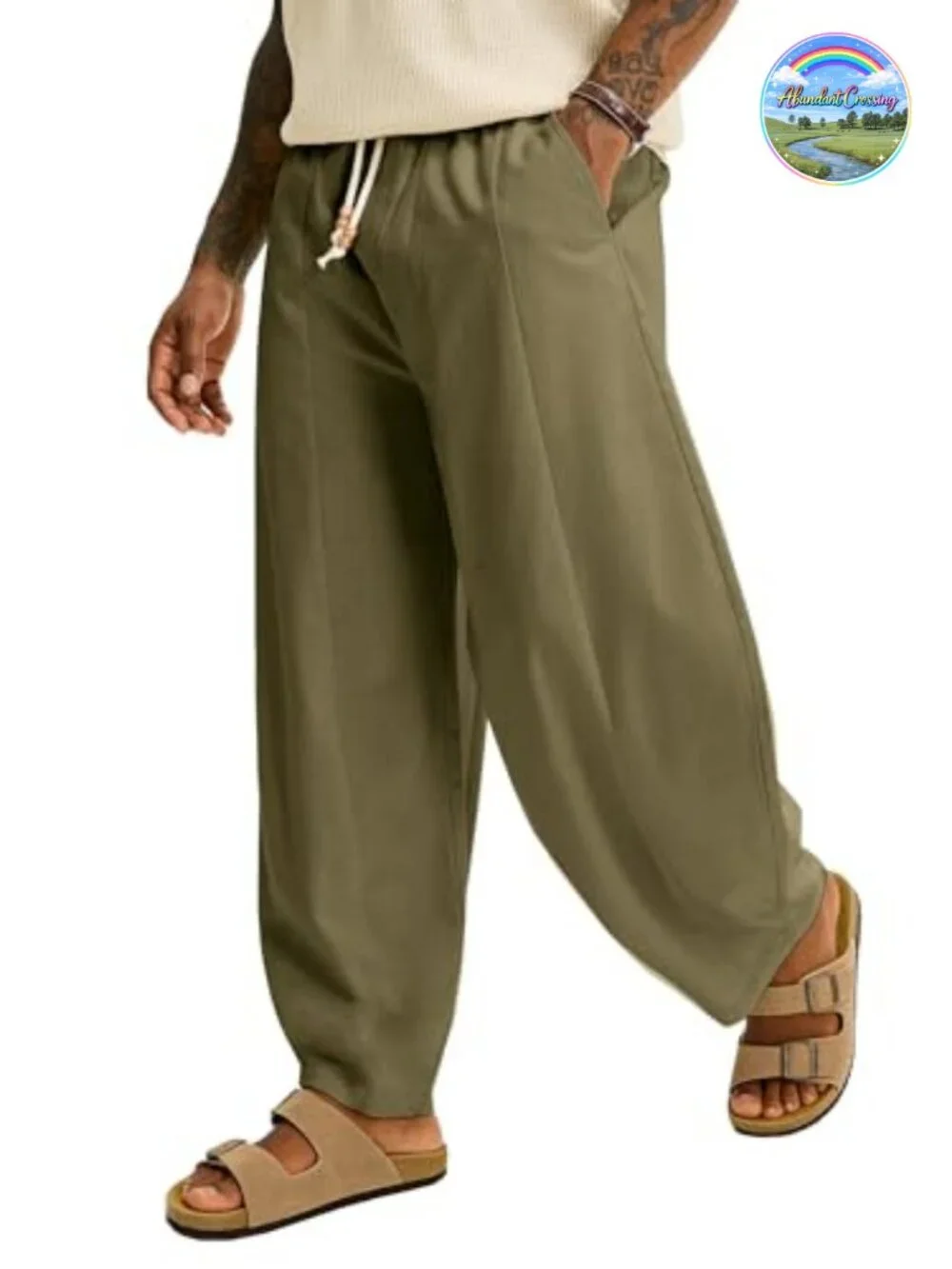 Baggy Linen Cotton Drawstring Pants Summer Beach Vacation Wide Leg